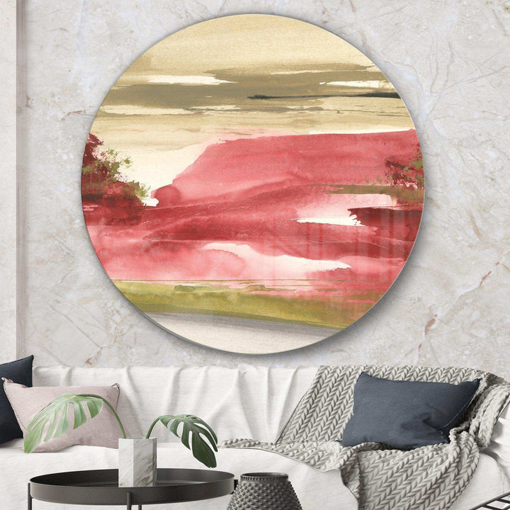 Red Rock I - Abstract Round Metal Wall Art