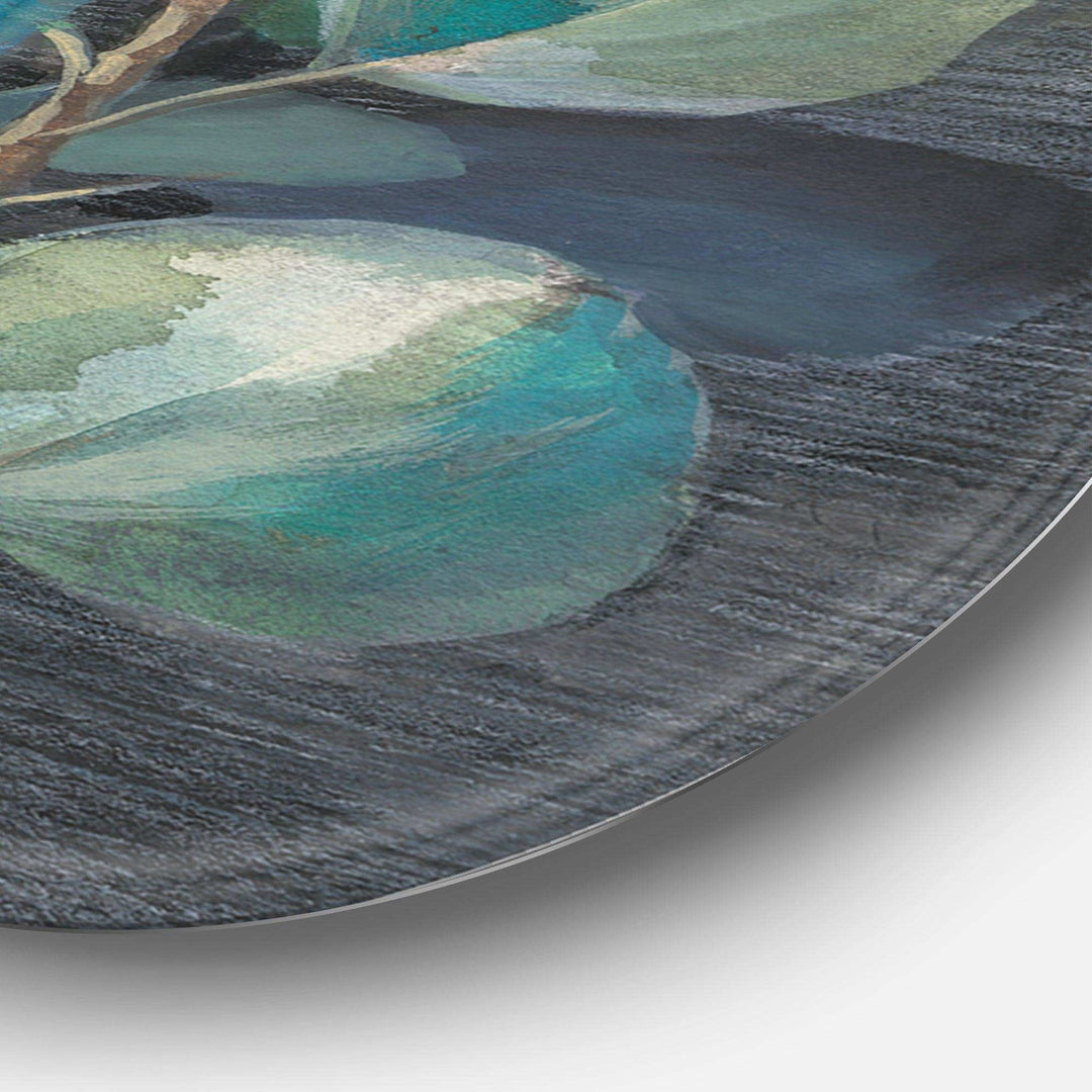 Fresh leaves II - Floral Circle Metal Wall Decor