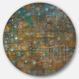 Blue and Bronze Dots on Glass IV Geometric Metal Circle Wall Art