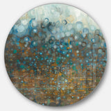 Blue and Bronze Dots Geometric Metal Circle Wall Art