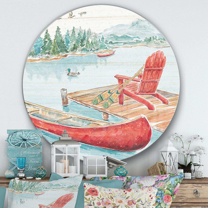 Lake Moments IV - Landscape Round Metal Wall Art