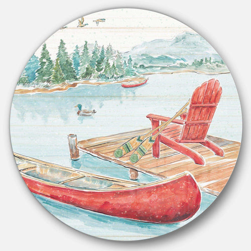 Lake Moments IV - Landscape Round Metal Wall Art