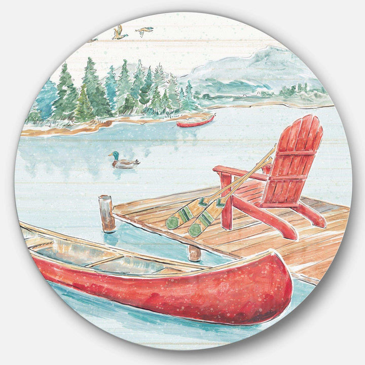 Lake Moments IV - Landscape Round Metal Wall Art