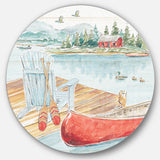 Lake House Canoes III Farmhouse Metal Circle Wall Art