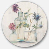 Blossoms on Birch Cottage Bouquet II Farmhouse Metal Circle Wall Art