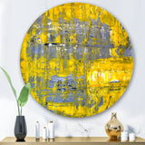 Yellow Meets Grey Abstract Art I Modern Metal Circle Wall Art
