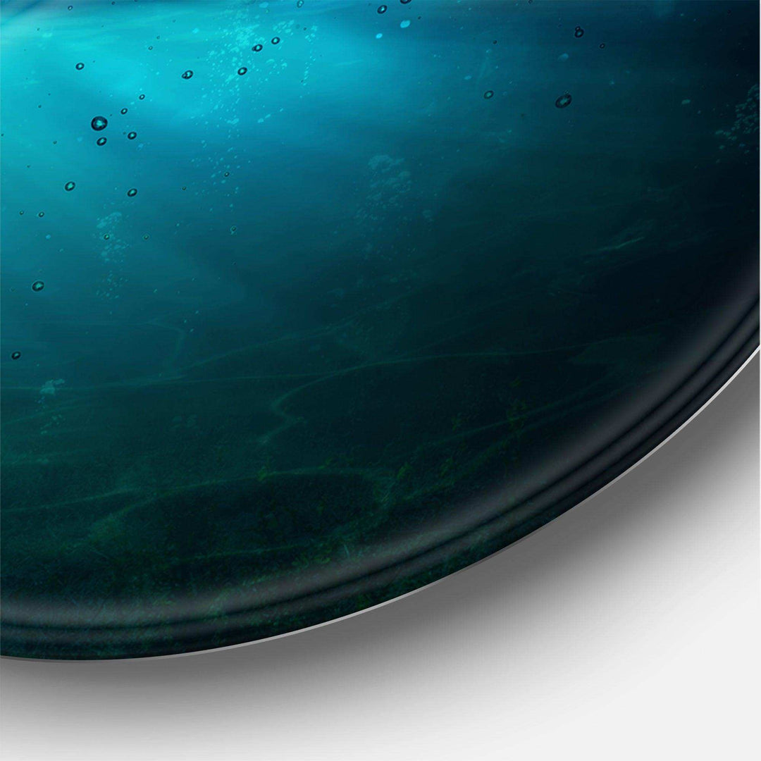 Romantic Moon Over Deep Blue Sea II - Landscape Oversized Circle Metal Wall Art