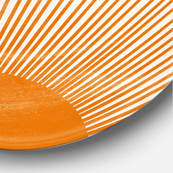 Orange Sun Print III - Geometric Metal Circle Wall Art