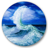 Waves Breaking During Wild Ocean Tide Nautical & Coastal Metal Circle Wall Art