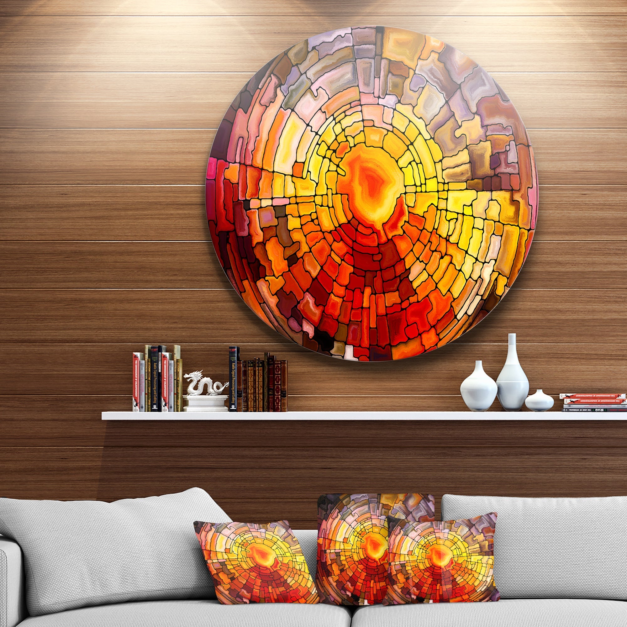 Return of Stained Glass Contemporary Metal Circle Wall Art
