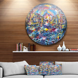 Surreal City at Night Cityscape Large Metal Artwork