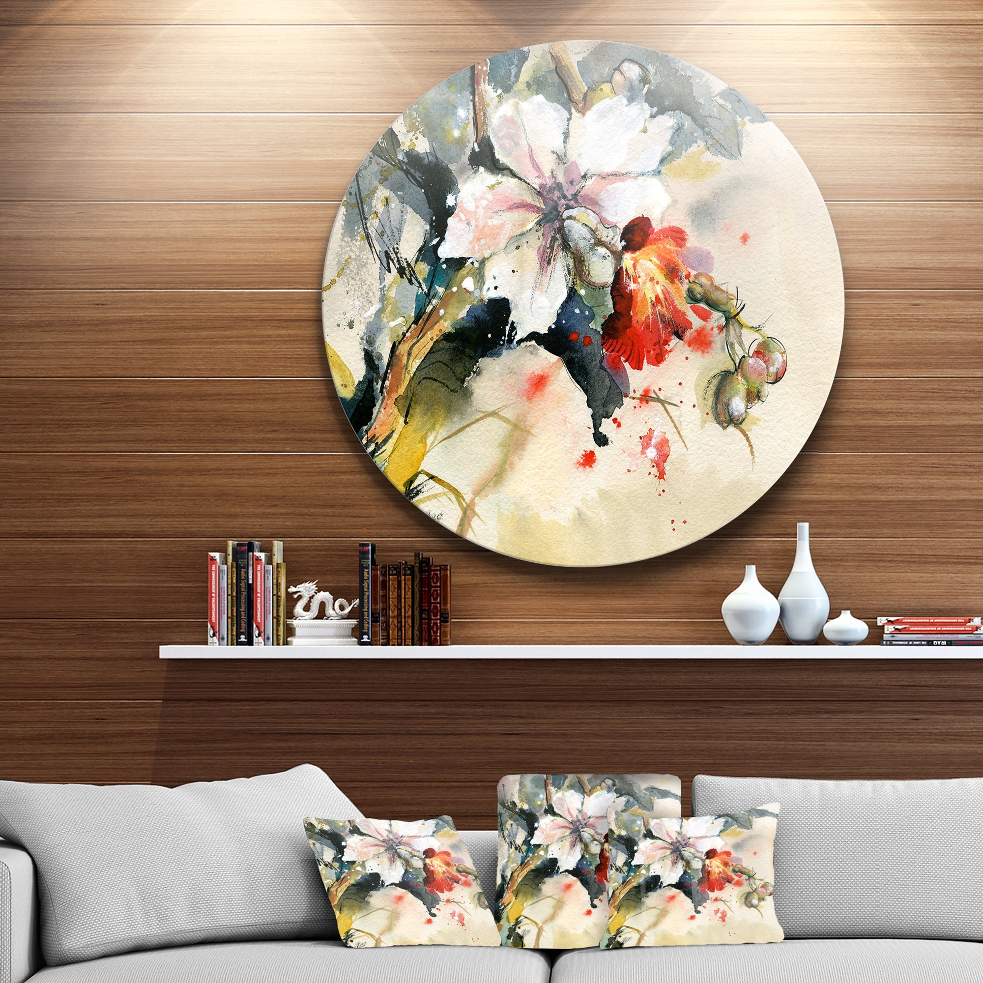 Orchid in Bloom Floral Metal Circle Wall Art