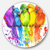 Colorful Parrots Illustration Animal Metal Circle Wall Art
