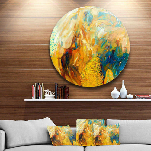 Abstract Yellow Collage - Abstract Circle Metal Wall Decor