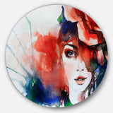 Woman with Rose Illustration Abstract Metal Artwork