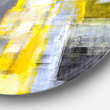 Grey and Yellow Blur Abstract Abstract Circle Metal Wall Art
