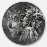 Wolf and American Indian Chief Abstract Metal Artwork