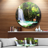 Erawan Waterfall Large Landscape Photo Circle Metal Wall Art