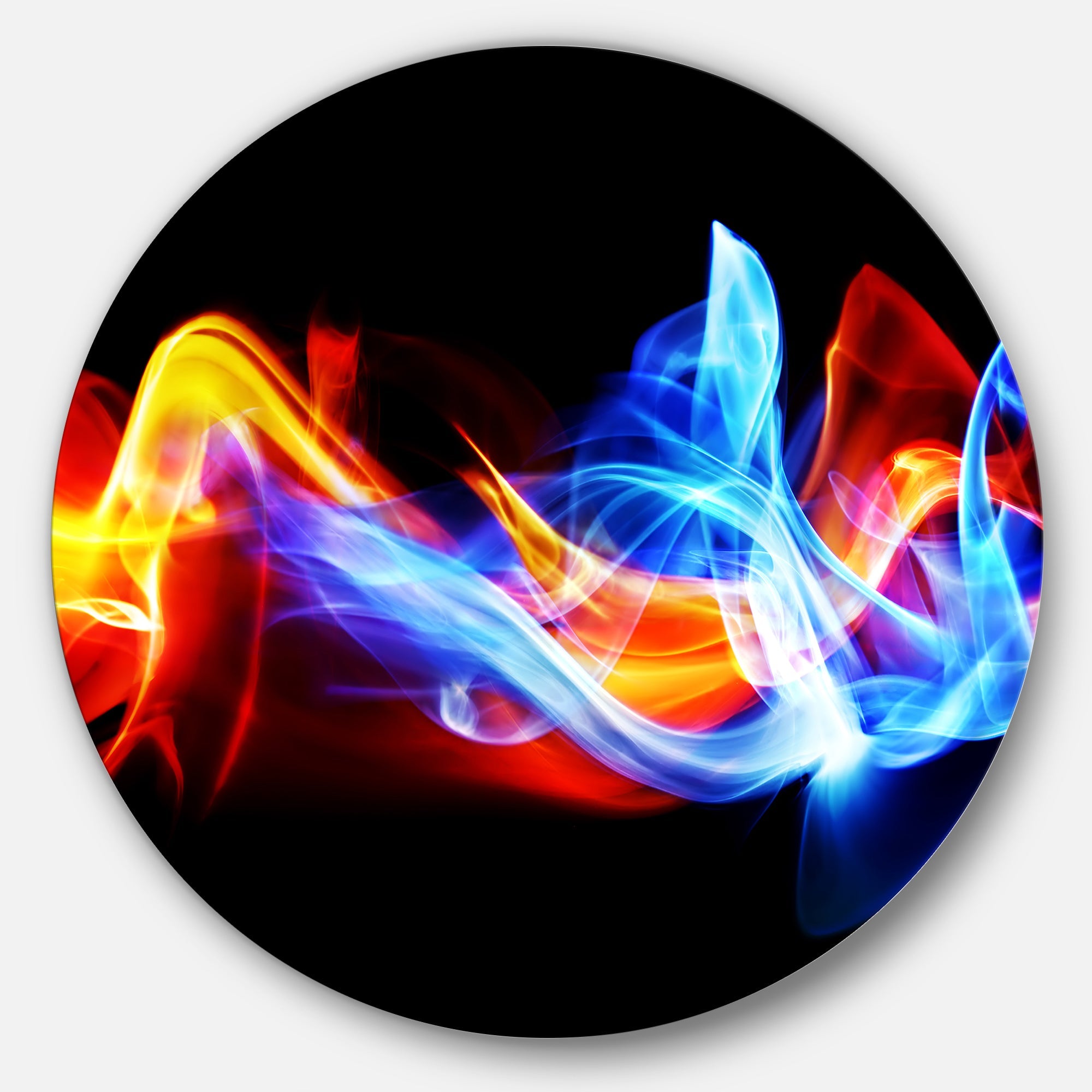 Fire and Ice Disc Abstract Circle Metal Wall Art