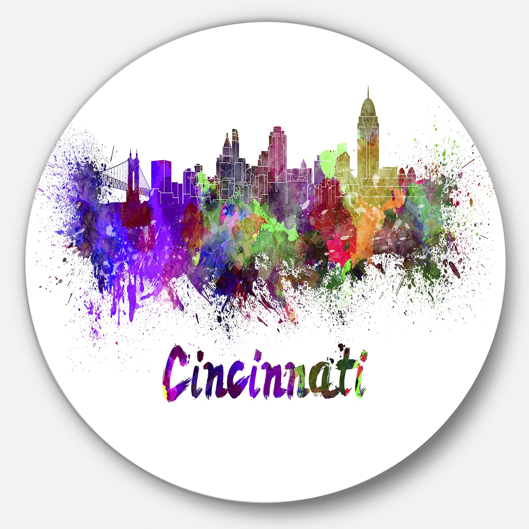 Cincinnati Skyline Disc Large Cityscape Metal Artwork Print