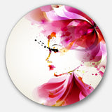 Fashion Woman with Abstract Hair Disc Abstract Circle Metal Wall Art