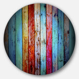 Vintage Wooden Pattern Disc Contemporary Artwork on Circle Metal Wall Art