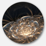 Fractal Flower with Golden Rays Disc Floral Circle Metal Wall Art