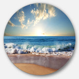 Sea Sunset Disc Seascape Photography Circle Metal Wall Art