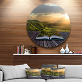 Open Book to Green Valley Disc Contemporary Landscape Circle Metal Wall Art