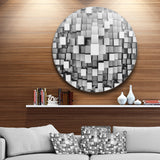 Black and Grey Cubes Disc Contemporary Circle Metal Wall Art