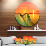 Fabulous Sunset Panorama Disc Photography Seascape Circle Metal Wall Art