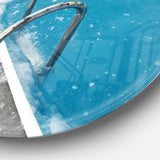 Ice Swimming Blue Pool Disc Photography Circle Metal Wall Art