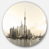 Shanghai s Architecture Disc Cityscape Photo Circle Metal Wall Art