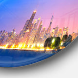 City of Chicago Skyline Disc Cityscape Photo Circle Metal Wall Art