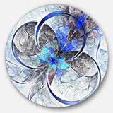 Symmetrical Blue Fractal Flower Disc Large Contemporary Circle Metal Wall Arts
