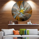 Symmetrical Yellow Fractal Flower Disc Large Contemporary Circle Metal Wall Arts