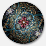 Dark Purple Fractal Flower Disc Floral Circle Metal Wall Art