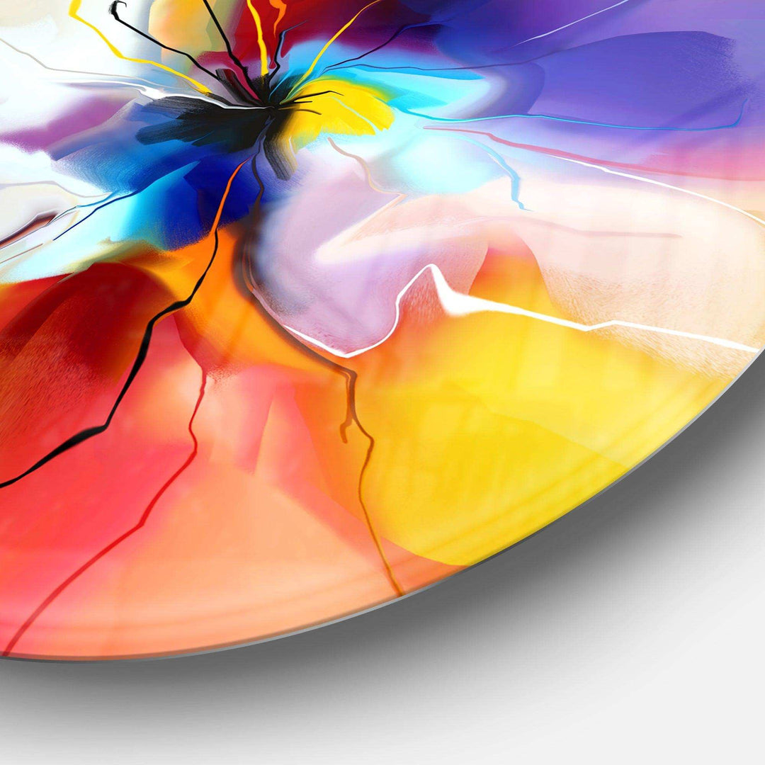 Creative Flower in Multiple Colors - Abstract Metal Circle Wall Art