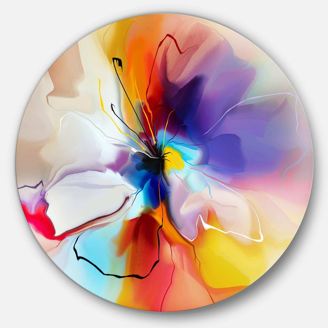 Creative Flower in Multiple Colors - Abstract Metal Circle Wall Art