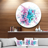 Blue and Purple Paint Stain Disc Abstract Watercolor Circle Metal Wall Art