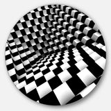 Optical Black and White Pattern Disc Abstract Circle Metal Wall Art