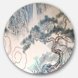 Chinese Blue Tree Art Disc Floral Metal Artwork