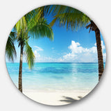 Palm Trees and Sea Disc Landscape Photography Circle Metal Wall Art