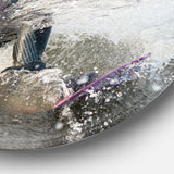 Guy on a Wakeboard Disc Landscape Circle Metal Wall Art