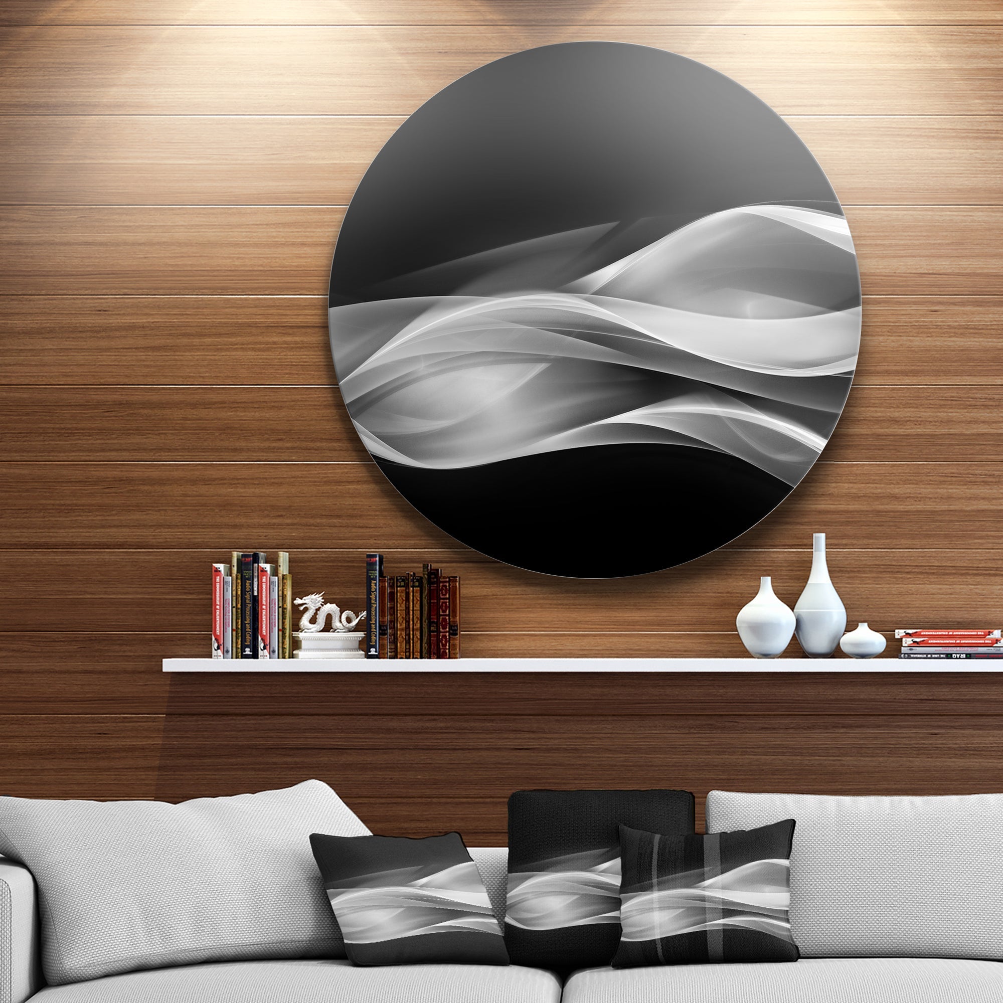 Glittering Silver Pattern Disc Abstract Circle Metal Wall Art