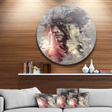 Native American Indian Warrior Abstract Portrait Circle Metal Wall Art