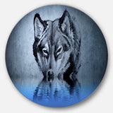 Wolf Head with Water Reflections Tattoo Large Contemporary Circle Metal Wall Arts