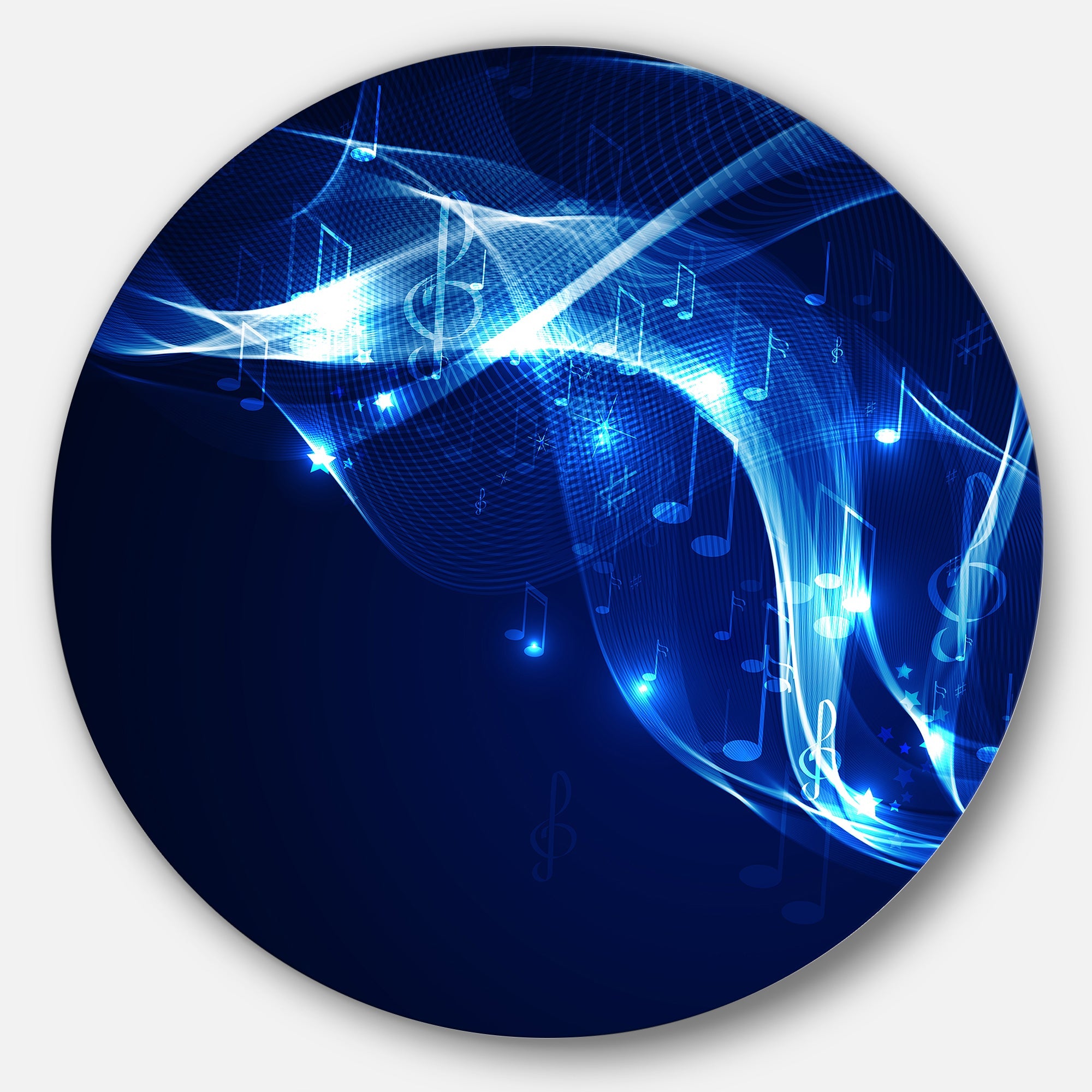 Blue Musical Background Abstract Circle Metal Wall Art