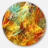 Yellow Swirling Clouds Abstract Circle Metal Wall Art