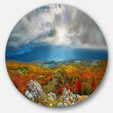Autumn in Crimean Mountains Landscape Photography Circle Metal Wall Art